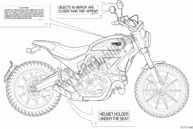 All parts for the Posizionamento Targhette of the Ducati Scrambler Flat Track Thailand USA 803 2018